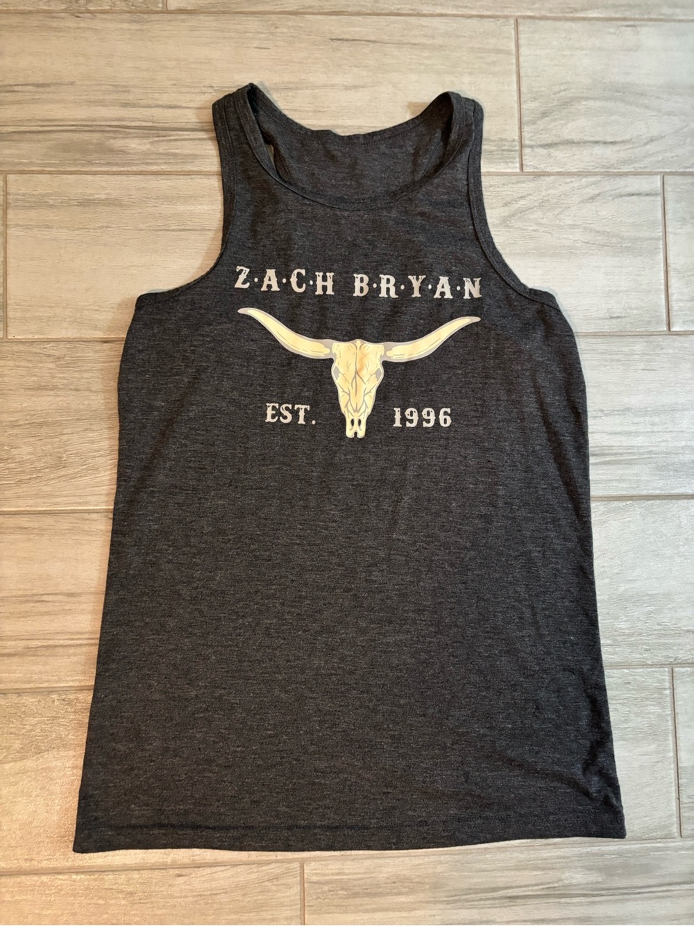Dark Gray Racerback Zach Bryan Tank Top, Small